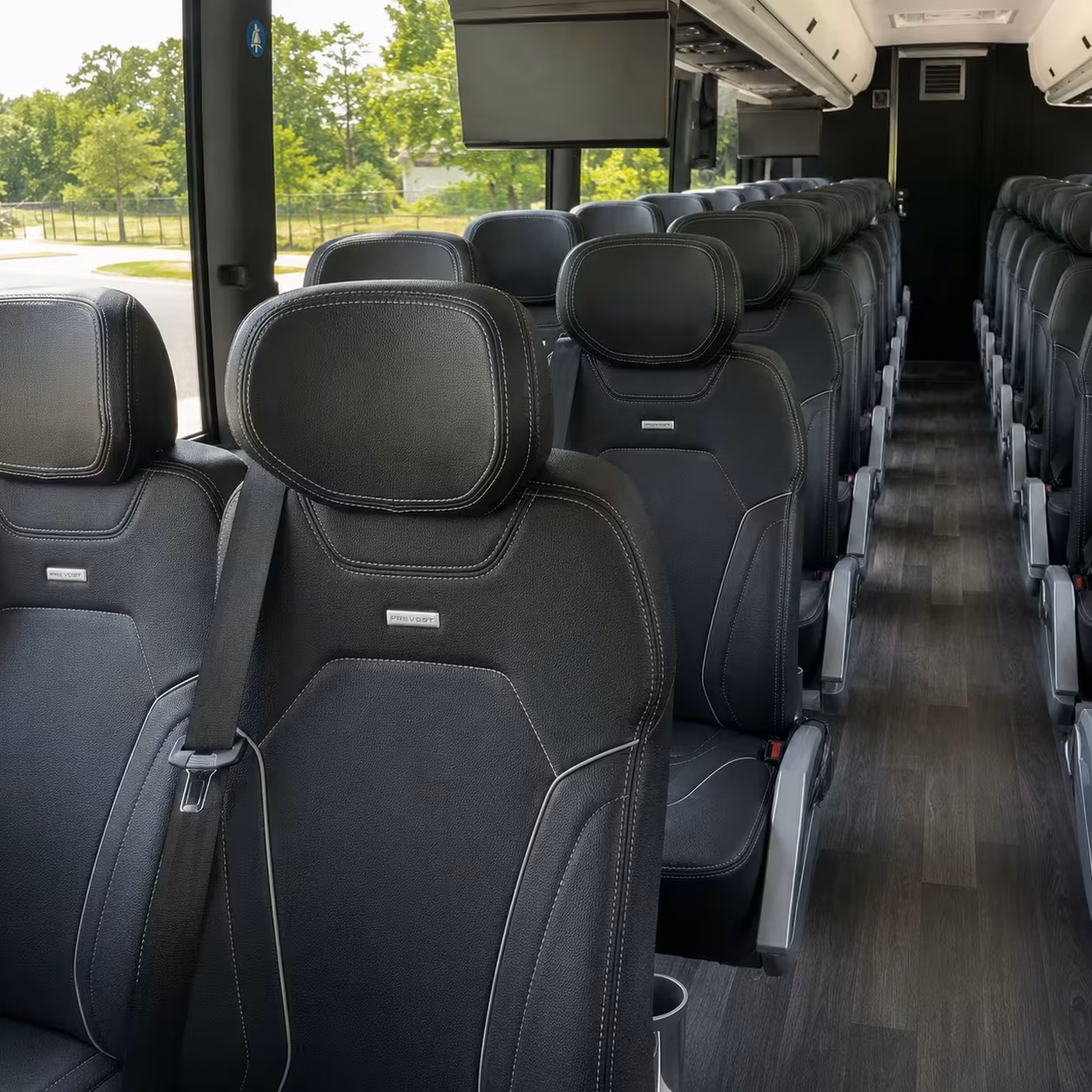 56 passenger charter bus inside